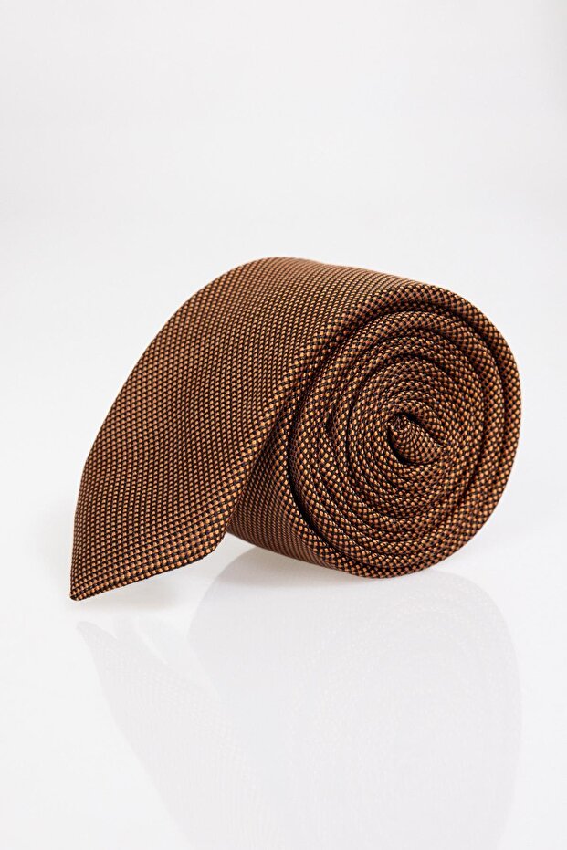 Self Patterned Plain Tan Men's Tie - 2