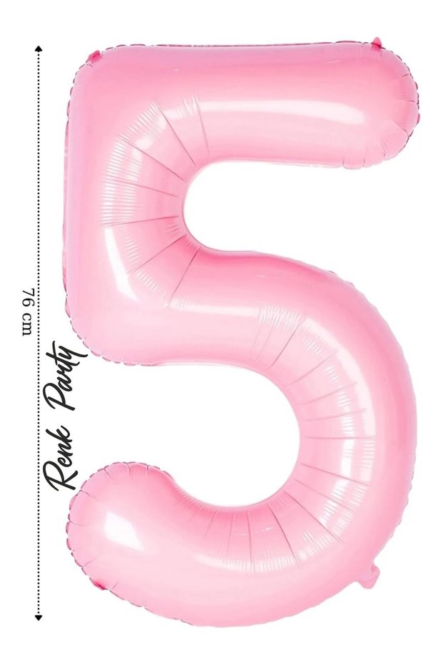 Foil Balloon 5 Number Helium Balloon 76 cm Pink Color - 5 Years Old Balloon - 5 Number Balloon - 34 Inch