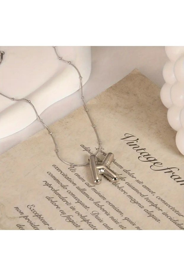 Women's Steel Necklace - Letter K Balloon Letter Women's Necklace