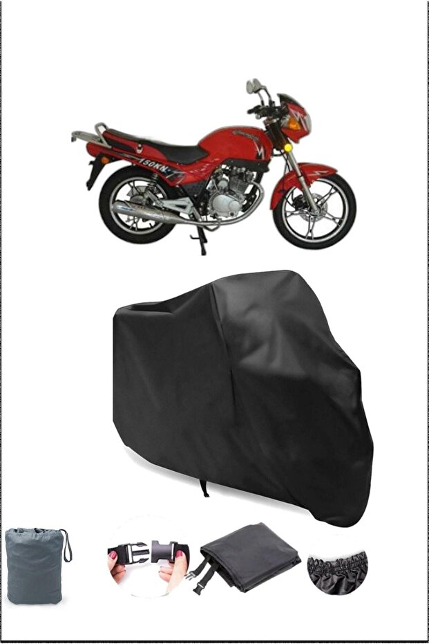 Black Mondial 150 Kn Waterproof Rugged Motorcycle Cover