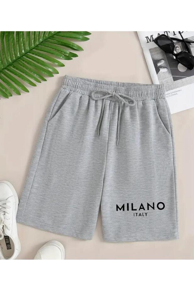 Men's Milano Italian Printed Bermuda Pocket Corded Comfort Fit Mold Gray Shorts