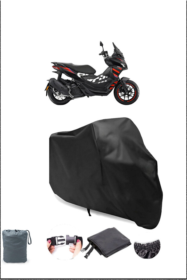 غطاء دراجة نارية أسود مقاوم للماء من أبريليا Sr Gt 200