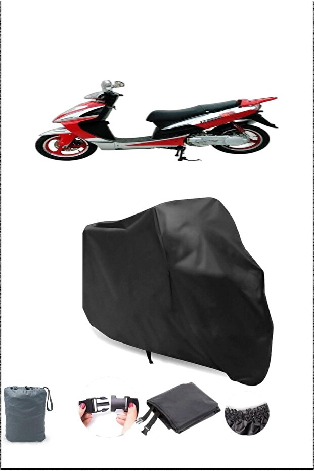 Black Mondial 151 Rs Waterproof Durable Motorcycle Cover