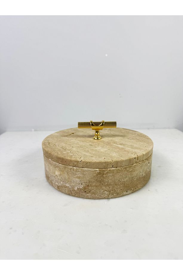 Traverten Kapaklı Kase 20cm T Kulp - 6