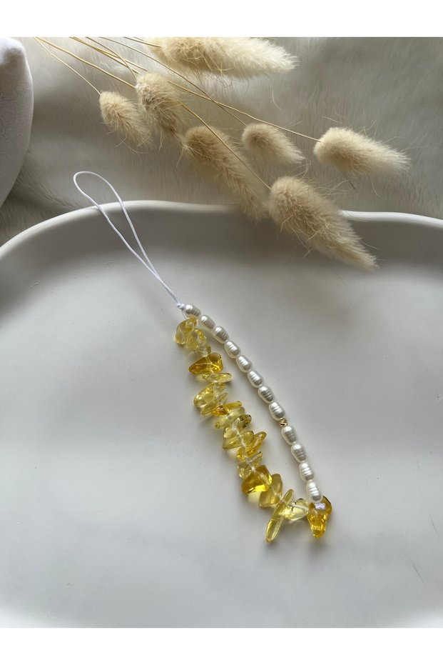 Citrine Stone and Pearl Detailed Charm