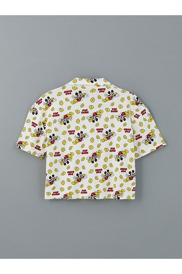LCW Young Mickey Mouse Desenli Kadın Şortlu Pijama Takımı - 3