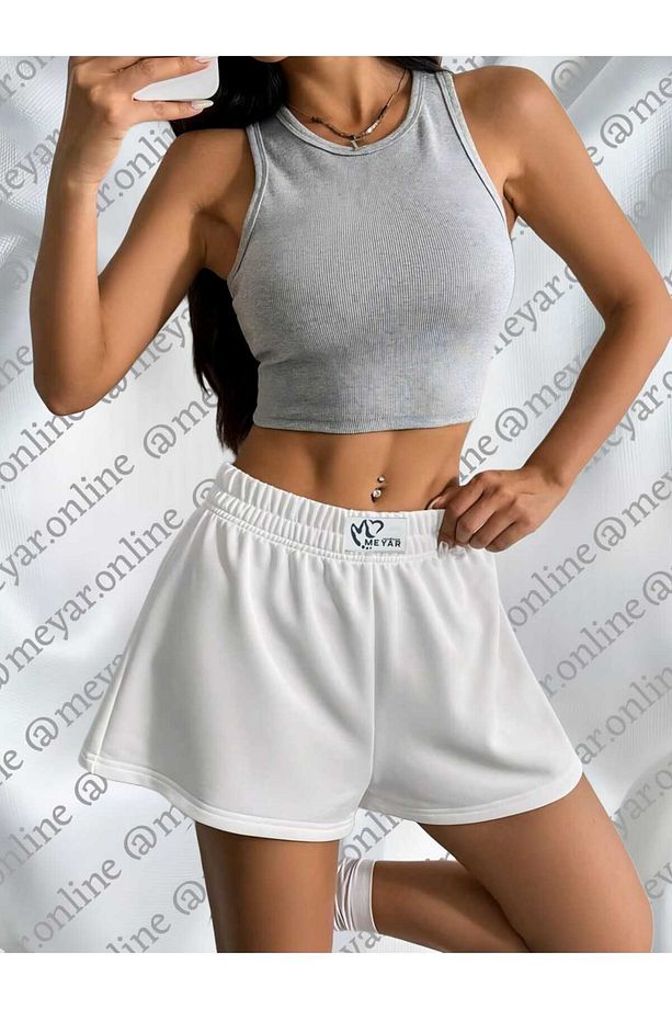 Overlap Waist Space Dye Eşofman Şortu - 2