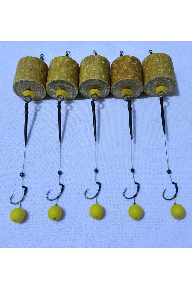 5 Adet Küspeli Sazan Rig Takımı ( 14 Mm Sarı Pop Up'Lı ) - 1