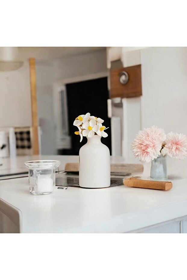Simple Mini Seramik Beyaz Vazo - 8