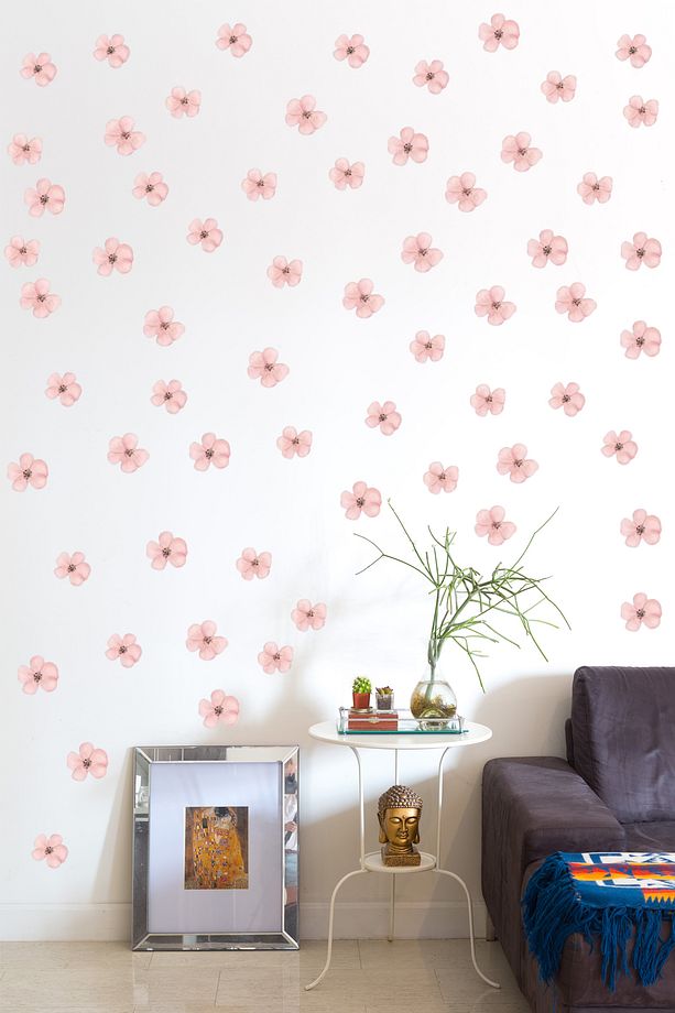 Renkli Minimal Çiçekler 70 Adet Modern Duvar Sticker Seti - 1