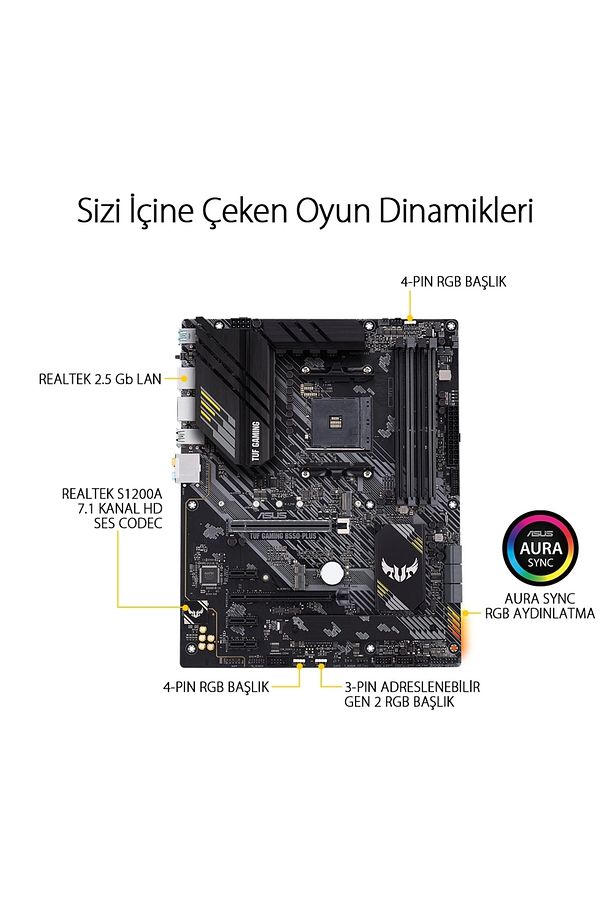 thestorex Tuf Gaming B550-Plus Wi-Fi II AMD B550 AM4 DDR4 4866 DP HDMI Çift M2 USB 3.2 AX Wi-Fi + B - 2