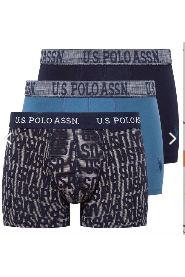 Men'S, Licensed, Uspa, (Indigo-Navy-Printed) 3-Piece Boxers