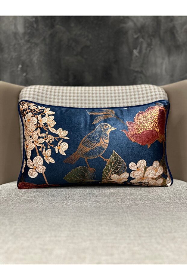 9372-dark blue Rectangular Throw Pillow
