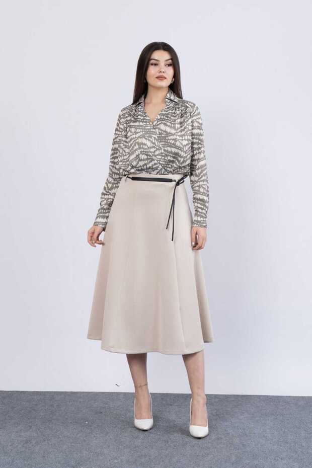 Women's Bell Model Non-Inner Balloon Skirt Puff Scuba Flared Flywheel Skirt