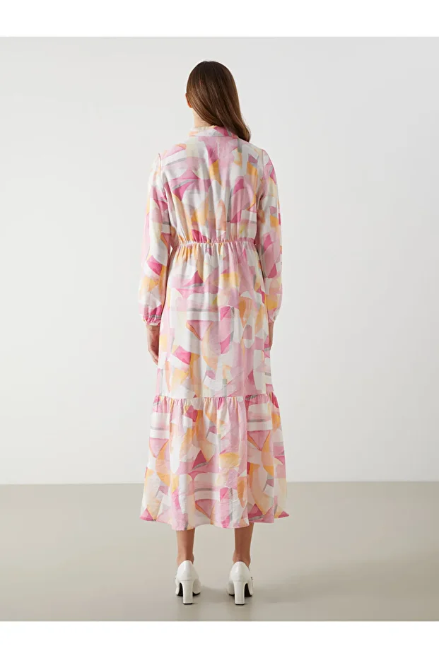 LCW Gömlek Yaka Desenli Kadın Elbise Fast Moda - 4