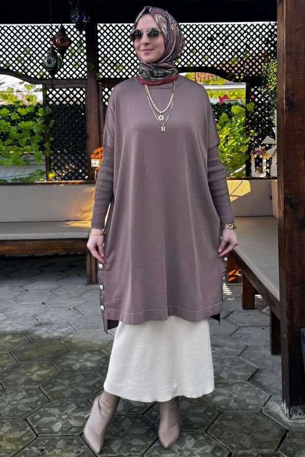 Sevda Triko Tunik Sütlü Kahve - 3