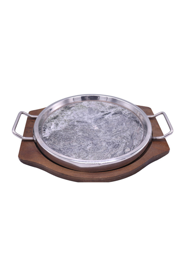 صينية تقديم من الفخار باللون الفضي - 4