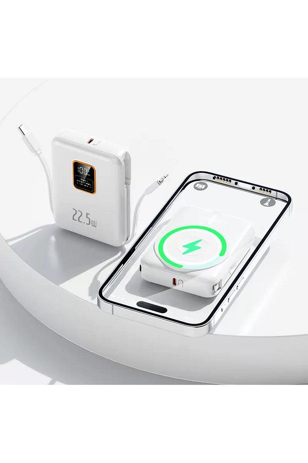 12.000mAH Magsafe Özellikli Kendinden Ligthning ve Typce C Kablolu Hızlı Şarj Powerbank - 3