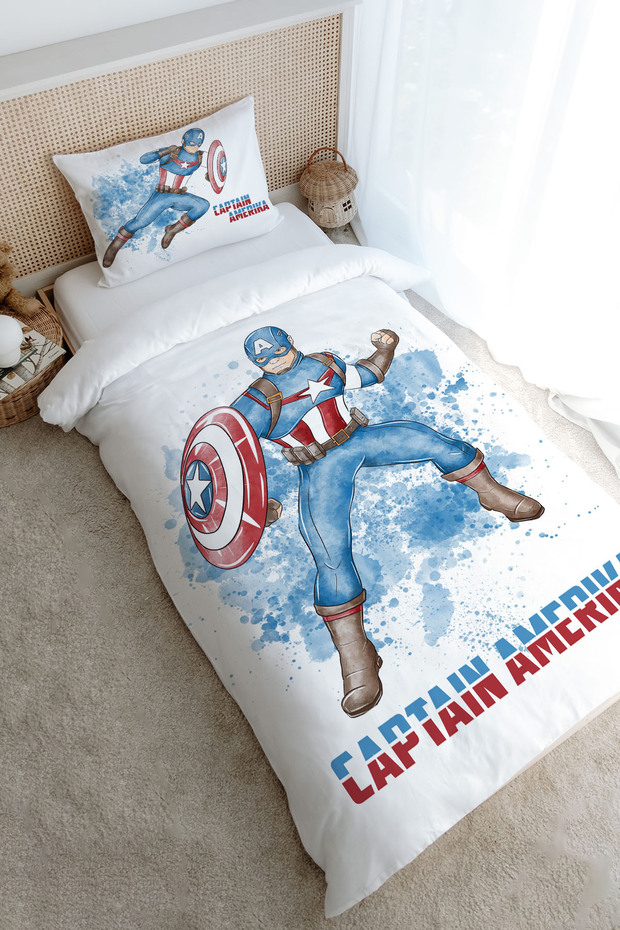 Single Duvet Cover Set (Without Sheets) 160X220 cm - Cartoon Series - Captain America