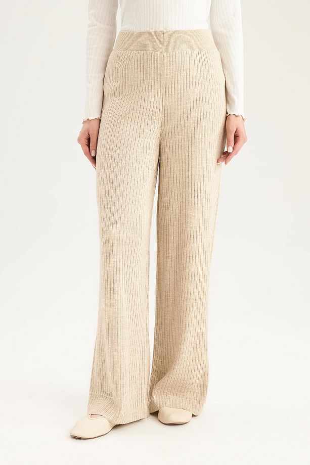 Relax Fit Triko Pantolon Geniş Bol Paça Basic Düz Esnek Belli E2940ax24wn - 4