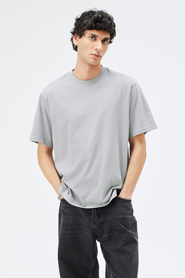 Ανδρικό γκρι μπλουζάκι Oversize - 3