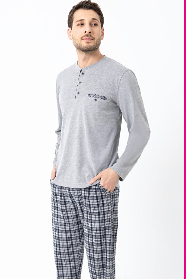 Men's Pajama Set with Plaid Pattern - Dfn1009