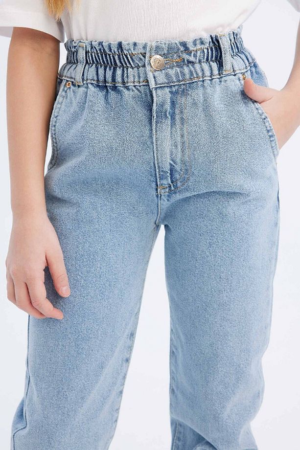 Kız Çocuk Paperbag Jogger Paça Pamuklu Jean Pantolon D7112a825sm - 5