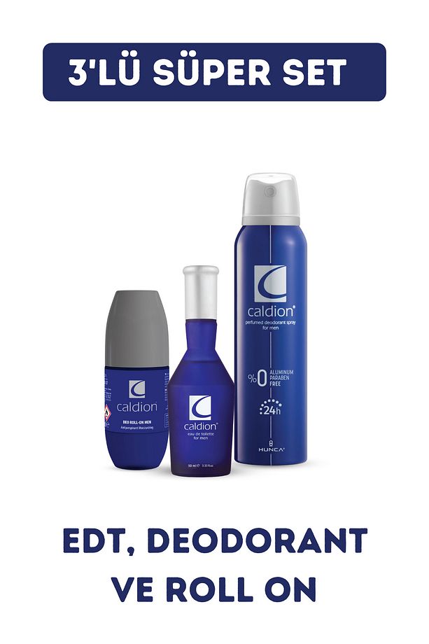 3'lü Süper Erkek Parfüm Seti ( 50 ml Edt Parfüm 50 ml Roll On 150 ml Deodorant ) - 1
