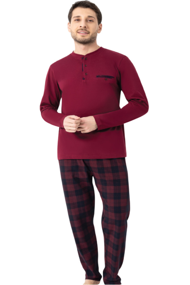 Men's Pajama Set with Plaid Pattern - Dfn1009