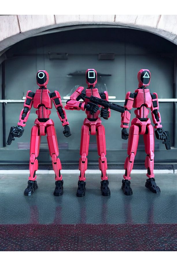 Squid Game Pembe Askerler Kare Üçgen Yuvarlak 13 Cm Tüm Eklemleri Hareketli Figür 3lü Set - 5