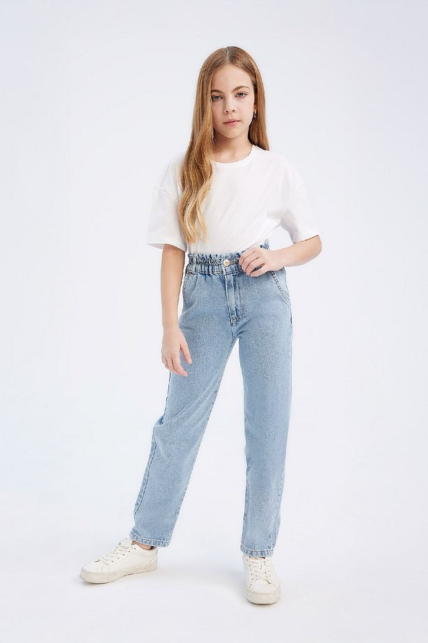 Kız Çocuk Paperbag Jogger Paça Pamuklu Jean Pantolon D7112a825sm - 3