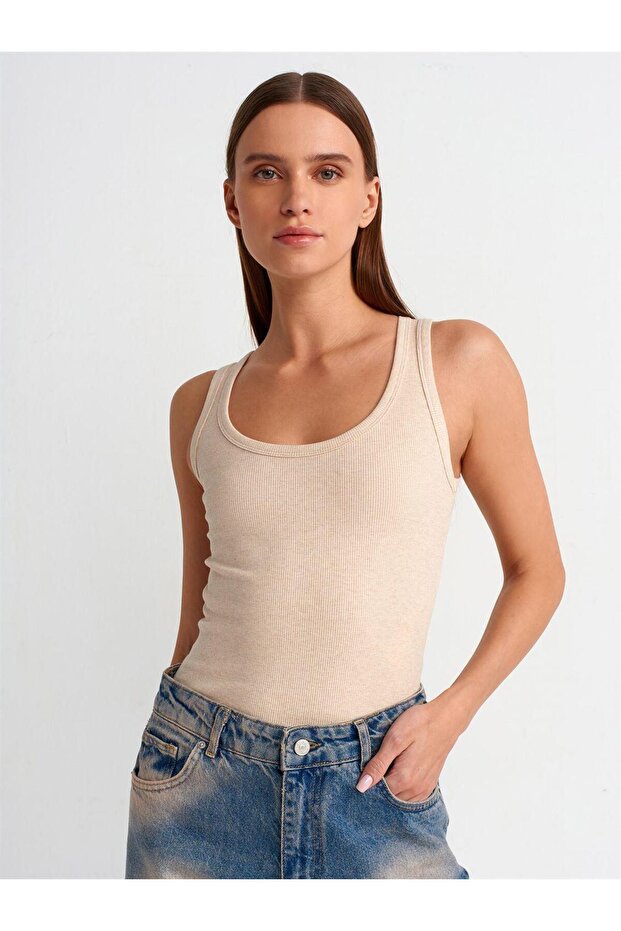 20841 Suspended Top-Beige Melange