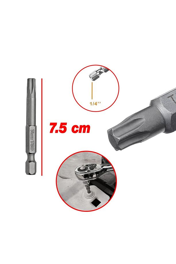 Mıknatıslı Torx T30 Bits Uç 75 mm 10'lu Set Kutulu Manyetik 1/4" Matkap Ucu Tork 7.5 cm Uzunluk - 2