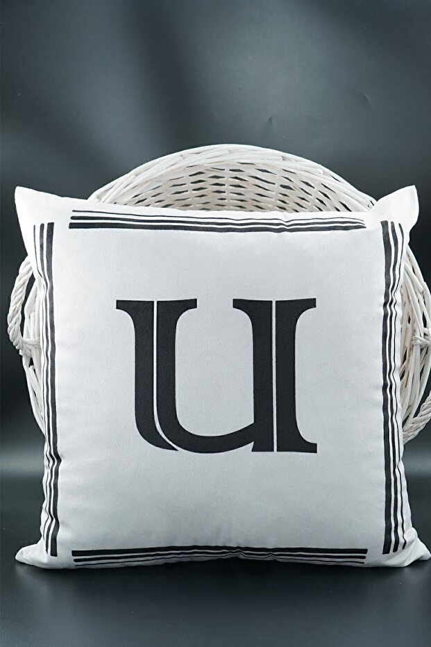 Letter Throw Pillow Cover Velvet 43X43 cm Double Sided Letter U Cat Patterned Marriage Proposal Birthday
