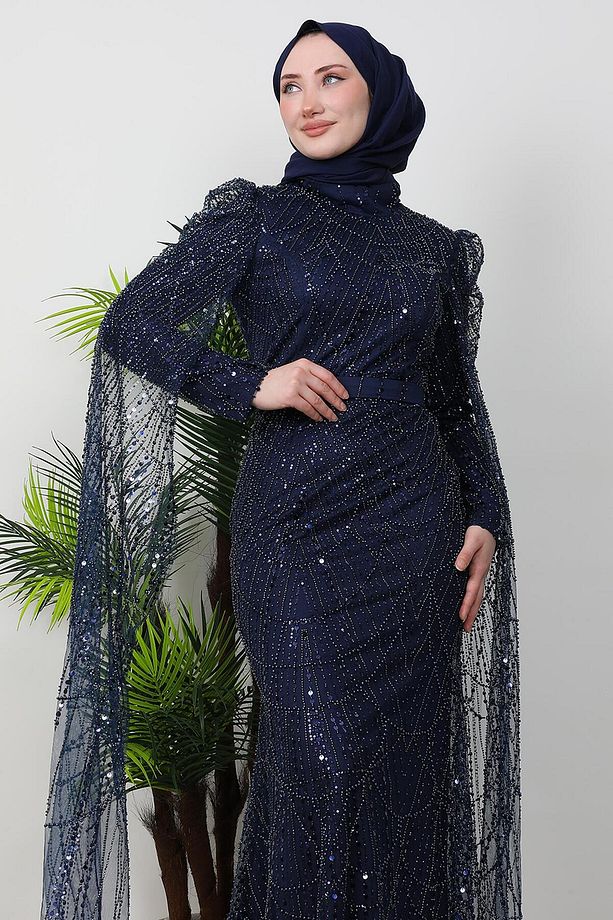 Duru Taşlı Abiye Lacivert - 6