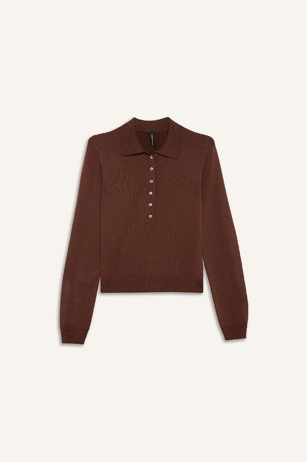 Regular Fit Polo Yaka Basic Düz Triko Kazak D6259AX25SP - 7