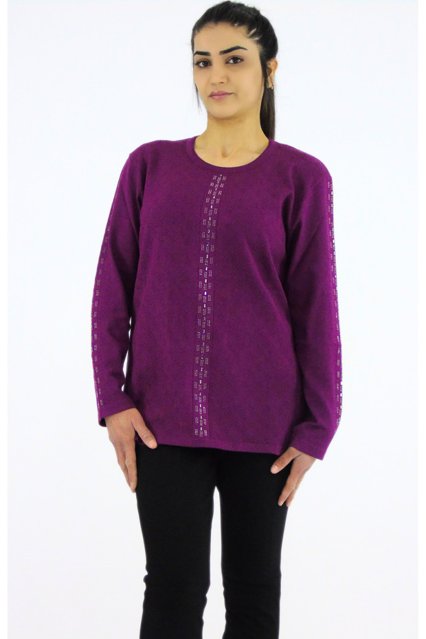 Sıfır Yaka Triko Bluz - 1