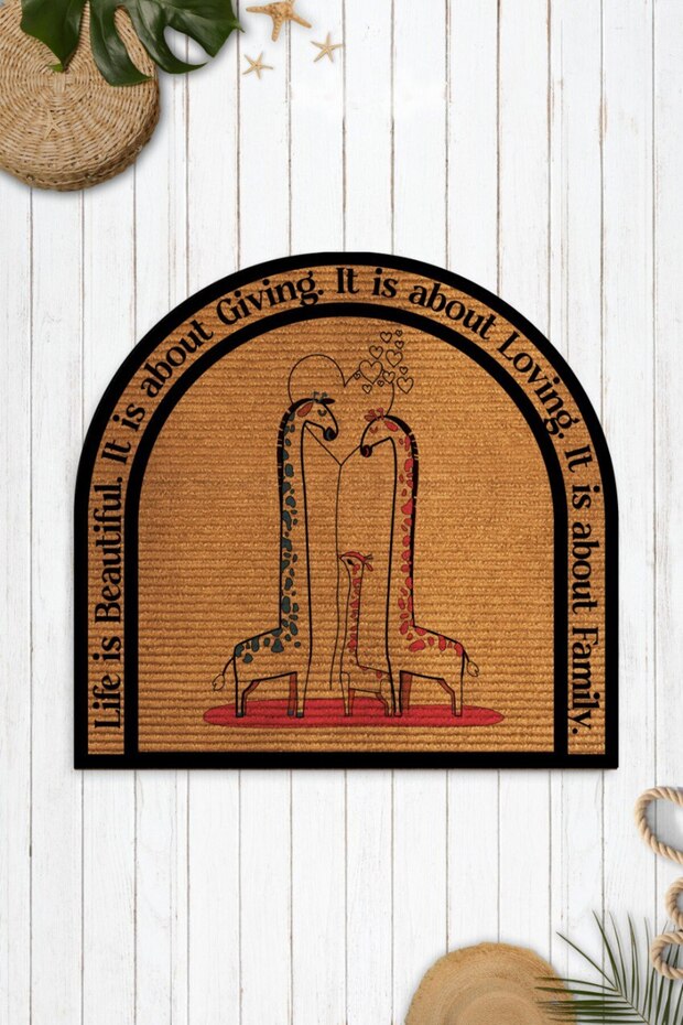 LIFE IS BEATIFUL GIRAFFE - سجادة باب داخلية