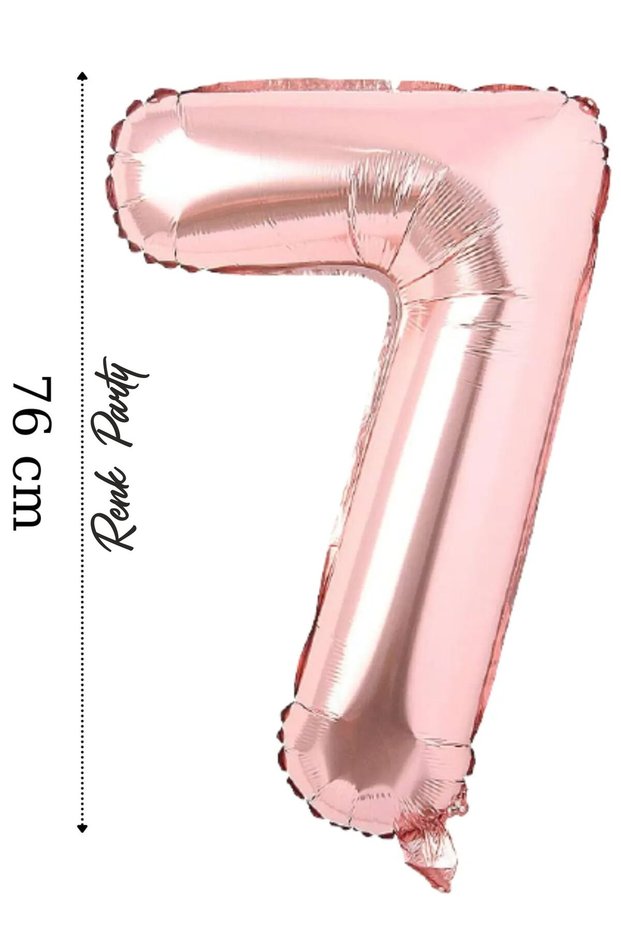 Foil Balloon 7 Number Helium Balloon 76 cm Rose Color - 7 Years Old Balloon - 7 Number Balloon - 34 Inch