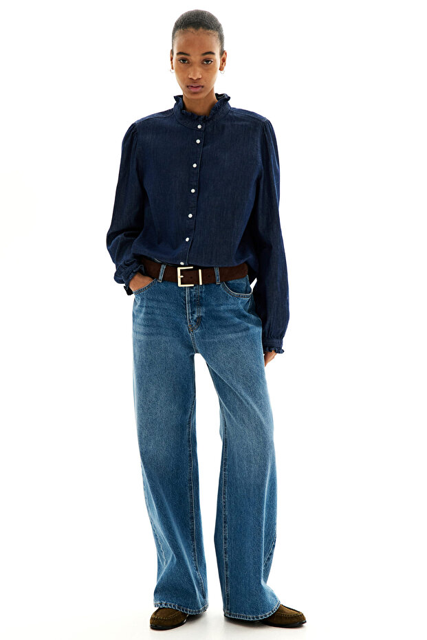 Fırfırlı Kot Bluz - 1