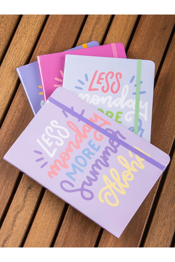 " Less Monday , More Summer " Kalın Kapaklı Çizgili Lastikli Defter – 80 Yaprak - 4