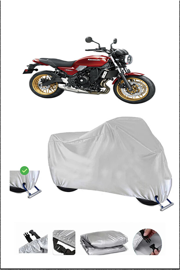 قفل Kawasaki Z650RS متوافق مع غطاء دراجة نارية مقاوم للماء ومتين - رمادي