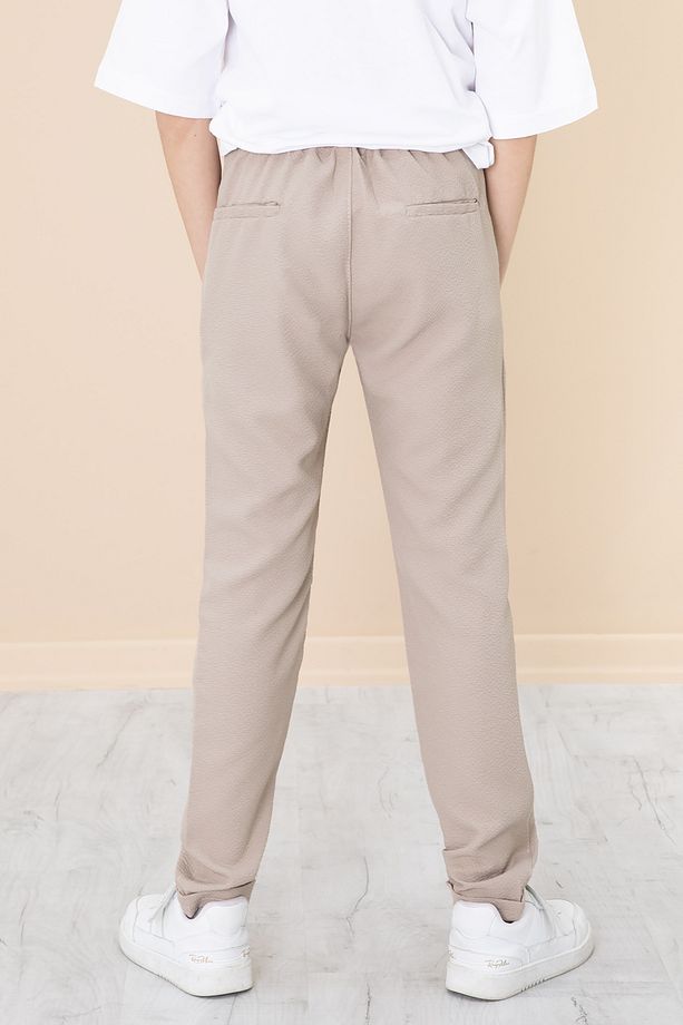Kahve Duble Paça Erkek Çocuk Jogger Kumaş Pantolon 20057 - 4