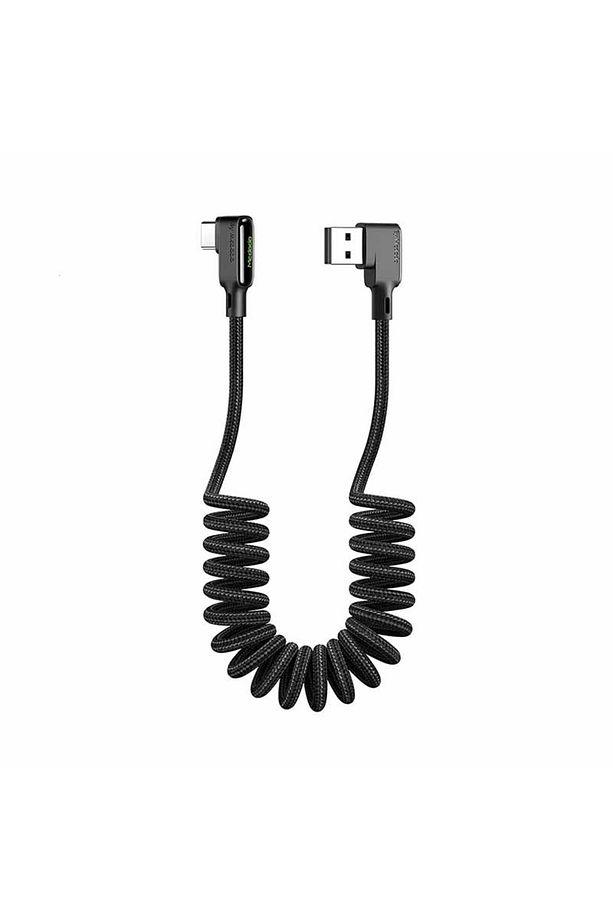 Ca-7310 Qc 4.0a 1,8mt Typec Spıralli Ve Ledli Dataşarj Kablosu Siyah - 1