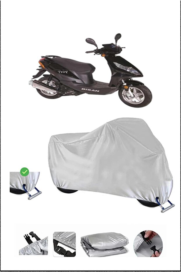 Bisan Troy100 Lock Compatible Waterproof Durable Motorcycle Canvas-Gray
