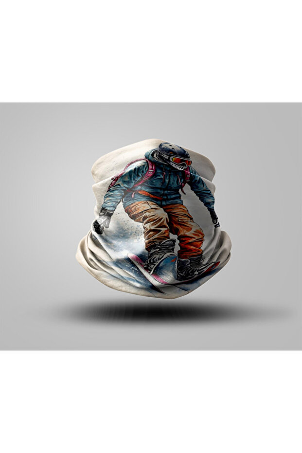 Biker Buff Mask Outdoor Neck Collar Unisex Bandana with Snowboard Design
