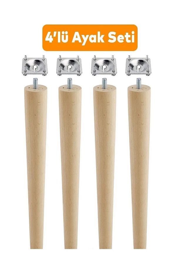 41 cm ahşap ayak konık masa sandalye demir aparatlı - 1