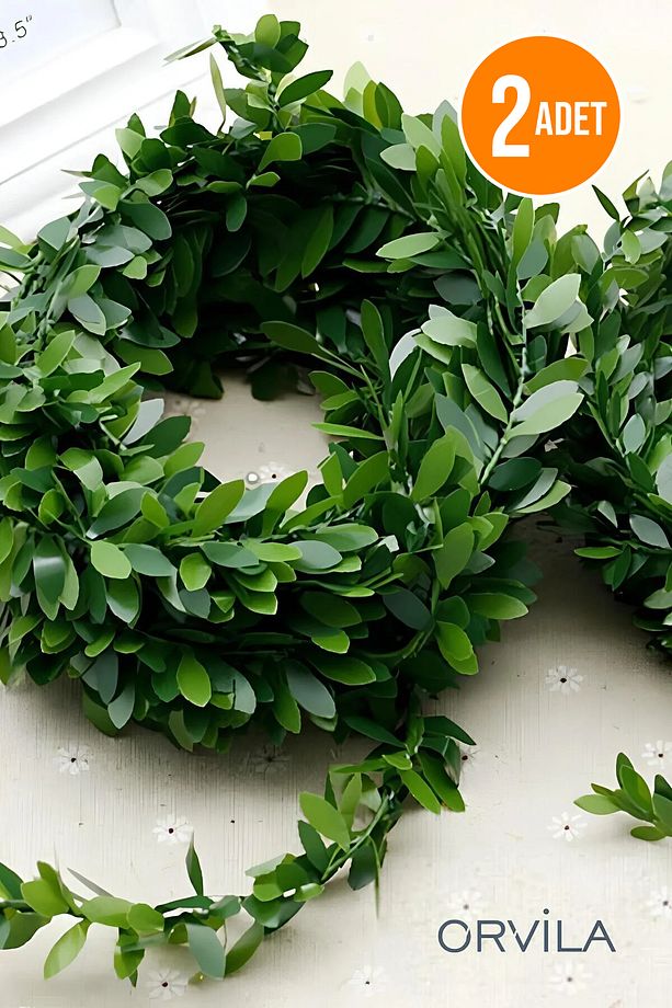 2 Adet - Telli Sarmaşık Yaprak Şerit Yapay Çiçek Sarmaşık Süsleme Çiçeği - 2x7 Metre (14 Metre) - 2