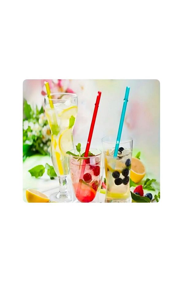 Renkli Yeniden Kullanılabilir Pipet Termoslara Bardaklara Uyumlu Yedek Simli Renkli Pipetler - 3