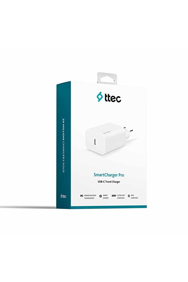2SCS26B SmartCharger PD 30W USB-C Seyahat Hızlı Şarj Aleti Beyaz - 5